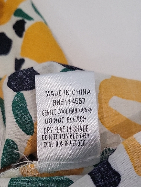 THML Floral Ruffle Sleeve Cotton Blouse Yellow Green Women’s Small - Picture 8 of 8